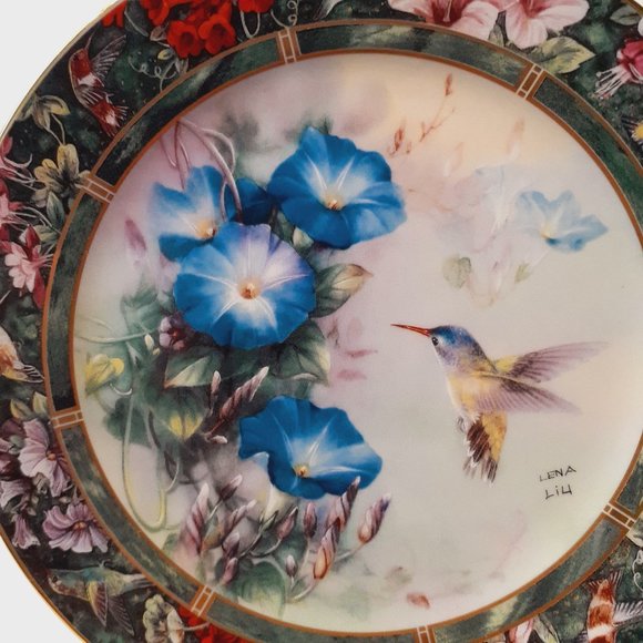 W L George Fine China "The Violet~ Crowned Hummingbird" Plate by Lena Liu 8" - Picture 7 of 10